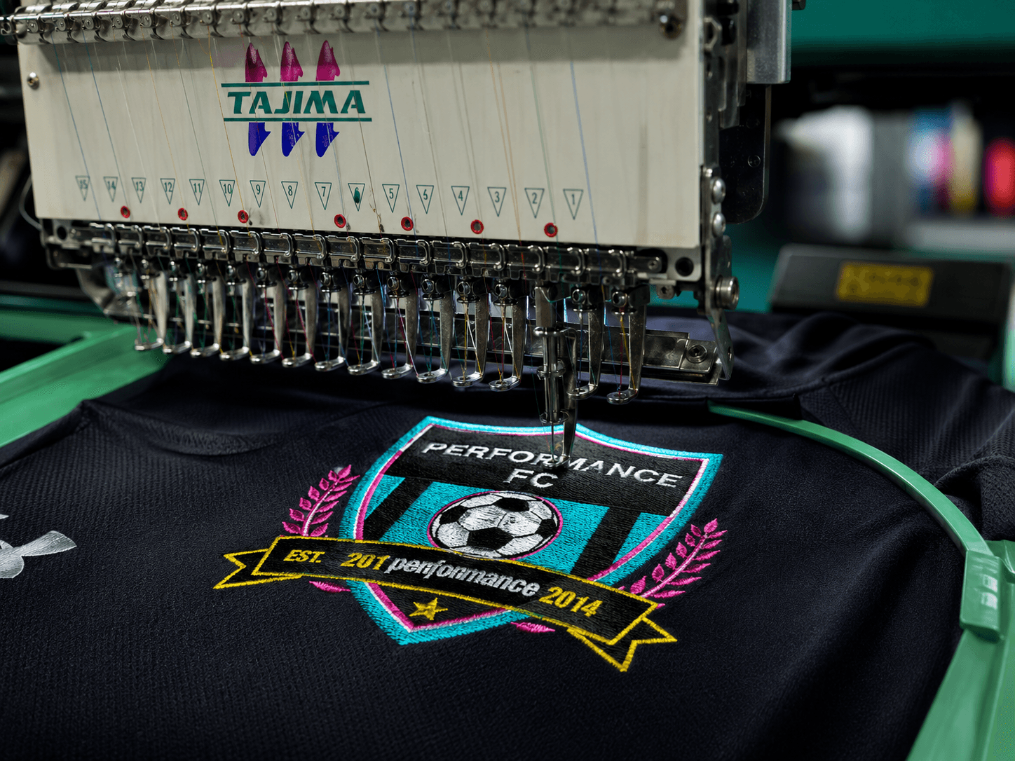 Embroidery machinery close-up